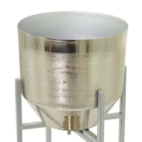 Silver Metal Planter with Removable Stand Set {5}