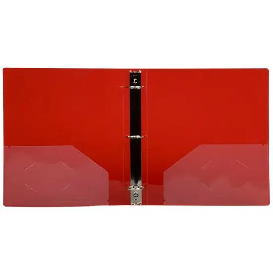 JAM Paper 1.5" Glass Twill Plastic 3-Ring Binder Red {6}