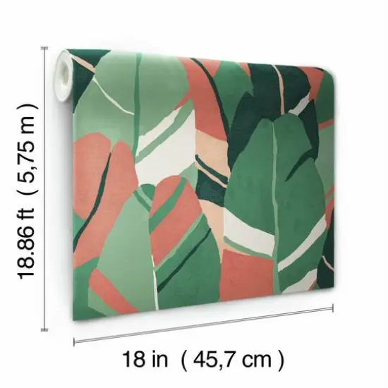 RoomMates Hearts of Palm Peel & Stick Wallpaper Green/Red {9}