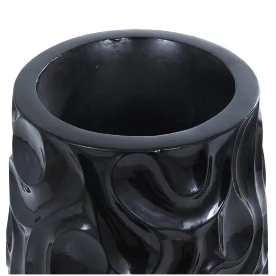 Large Black Wavy Textured Floor Vase {8}
