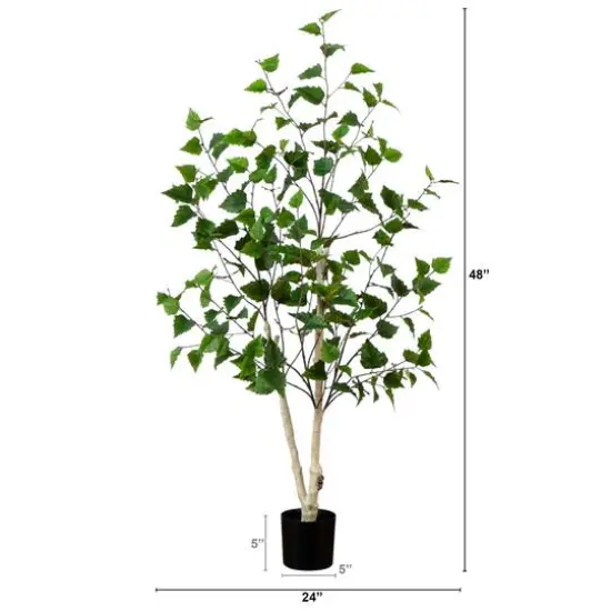 4ft. Potted Green Artificial Birch Tree with Real Touch Leaves {6}