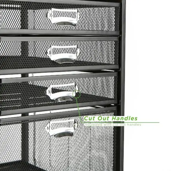 Mind Reader Black 5-Drawer Rolling File Cabinet {7}