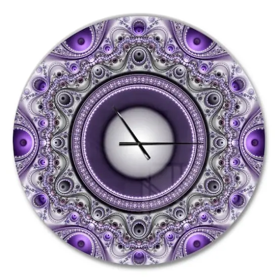 Designart Purple Fractal Pattern with Circles Modern Wall Clock {1}