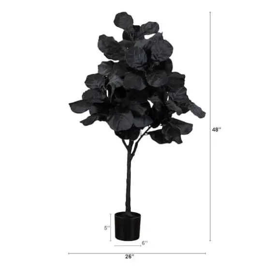 4ft. Artificial Halloween Black Fiddle Leaf Tree {3}
