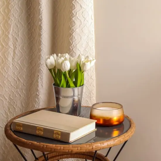 9" Tulip Bouquet in Metal Pot White {4}