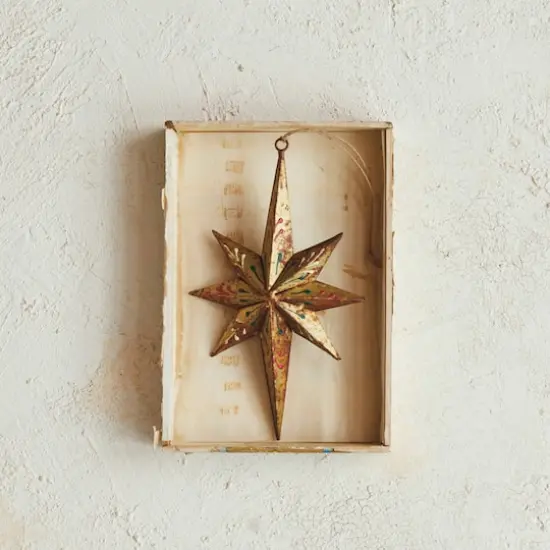 Hello Honey&reg; 8" Multicolor Hand-Painted Metal Star Ornament with Distressed Finish {3}