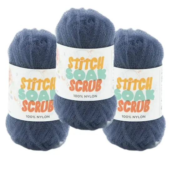 3 Pack Lion Brand&reg; Stitch Soak Scrub Yarn Blue Indigo {1}