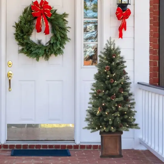 4.5ft. Pre-Lit Brookdale Fir Artificial Potted Christmas Tree, Color Changing T5 LED Lights {7}