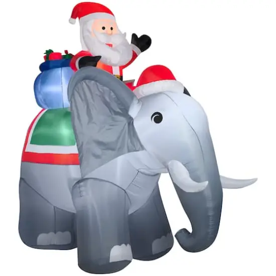 10.4ft. Airblown&reg; Inflatable Christmas Santa on Elephant  {1}
