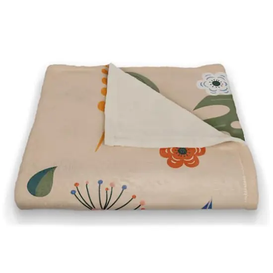 Floral Summer Palms 50" x 60" Coral Fleece Blanket {3}
