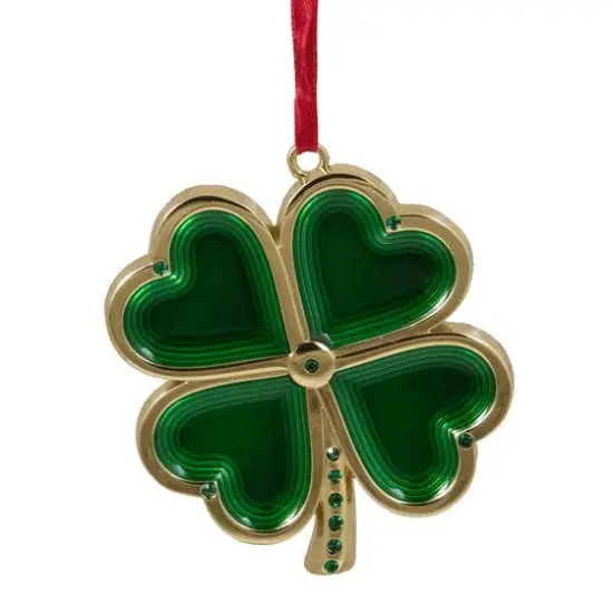 Green & Gold Luck of the Irish Clover Ornament {1}