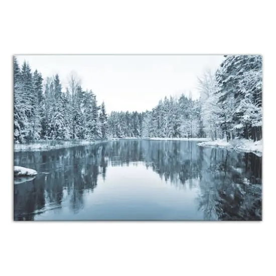 Winter Pond 36x24 Canvas Wall Art {1}