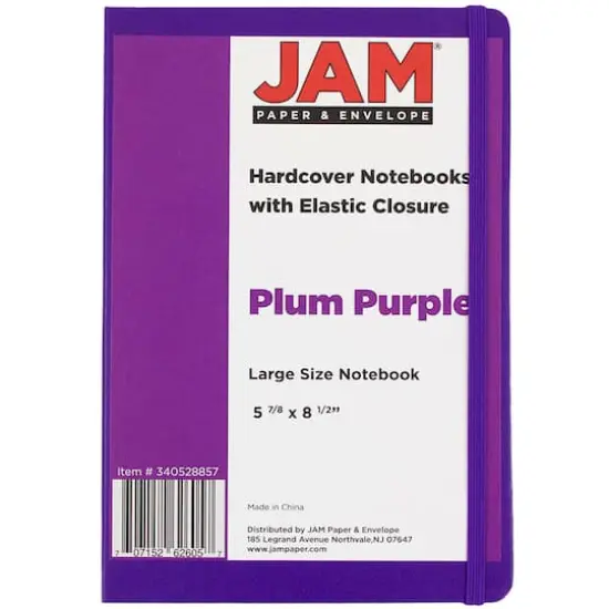 JAM Paper Large Hardcover Notebook with Elastic Band Plum Purple {4}