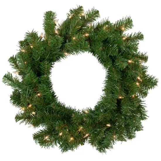 18" Deluxe Dorchester Pine Christmas Wreath, Clear Lights {1}