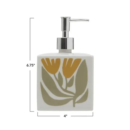 Hello Honey&reg; Multicolor Floral Hand Stamped Stoneware Soap Dispenser {3}
