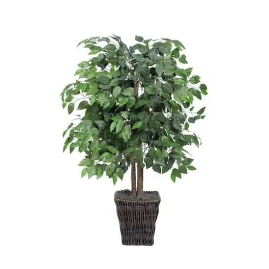 4ft. Artificial Ficus Bush with Square Willow Basket {1}