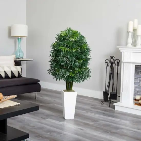 4ft. Mini Bamboo Palm Tree in White Tower Planter {4}