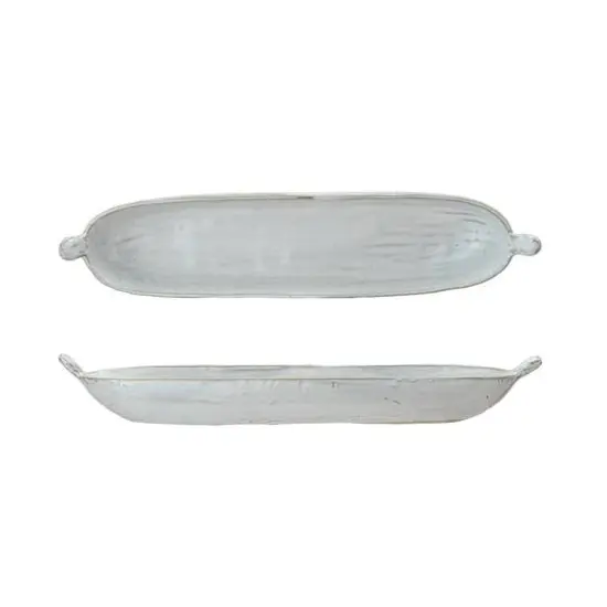 Hello Honey&reg; 13.25" Long White Stoneware Dish with Reactive Glaze {9}
