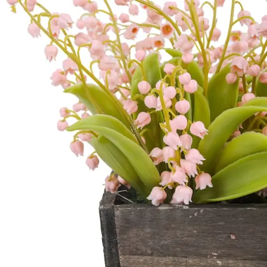 10" Lily-Of-The-Valley Flowers In Wood Box Pink {5}