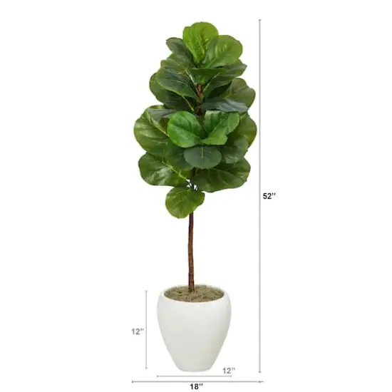 4.5ft. Fiddle Leaf Fig Tree in White Planter {3}