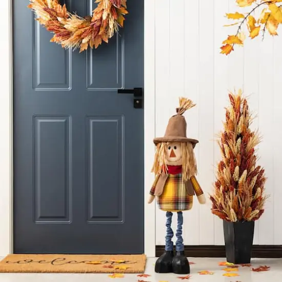 Glitzhome® Fall Fabric Scarecrow Porch Decor With Telescoping Legs {5}
