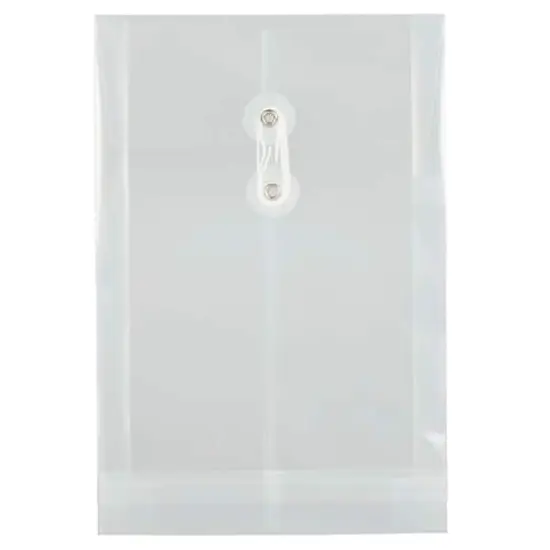 JAM Paper 6.25" x 9.25" Button & String Tie Closure Plastic Envelopes, 12ct. Clear {1}