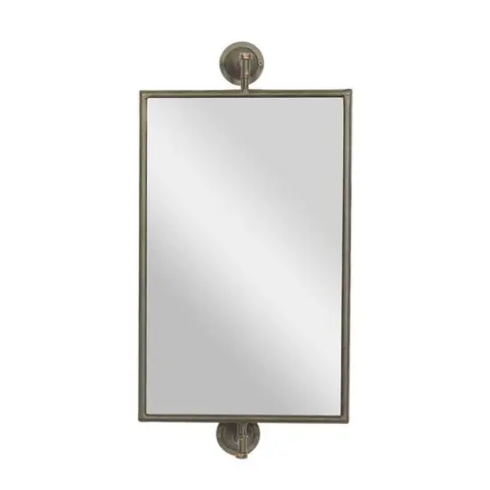 28" Rectangle Wood Wall Mirror Black {1}
