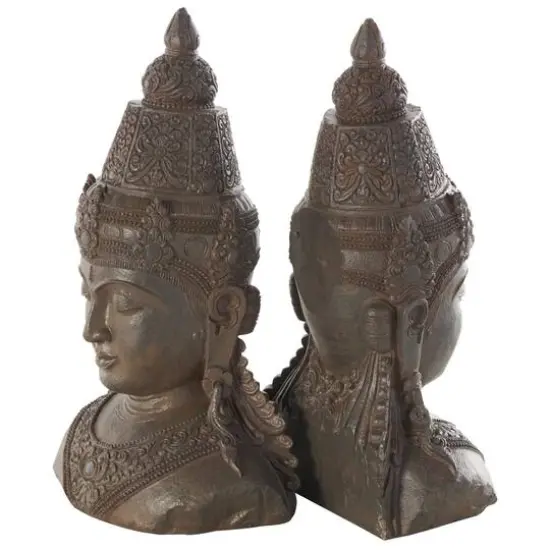 11" Bronze Buddha Weathered Decorative Bookend Set {10}