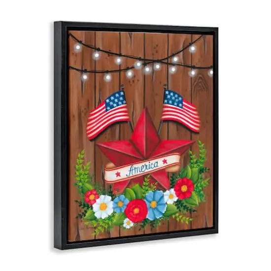 Stupell Industries Americana Country Garland Floater Framed Art Black {4}