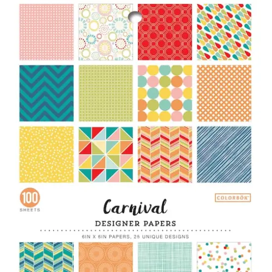 Colorbok&reg; Carnival 6" x 6" Single-Sided Printed Cardstock, 100 Sheets {1}