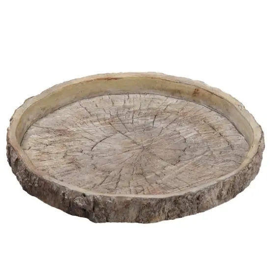 13" Round Wood Log Cement Plate  {1}