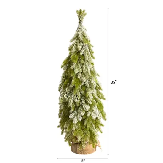 3ft. Unlit Snow Flocked Down Swept Holiday Artificial Christmas Tree in Burlap Base {5}