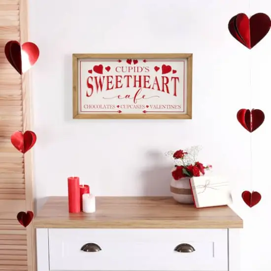15.75" Cupid's Sweetheart Cafe Valentine's Day Framed Wall Sign {3}