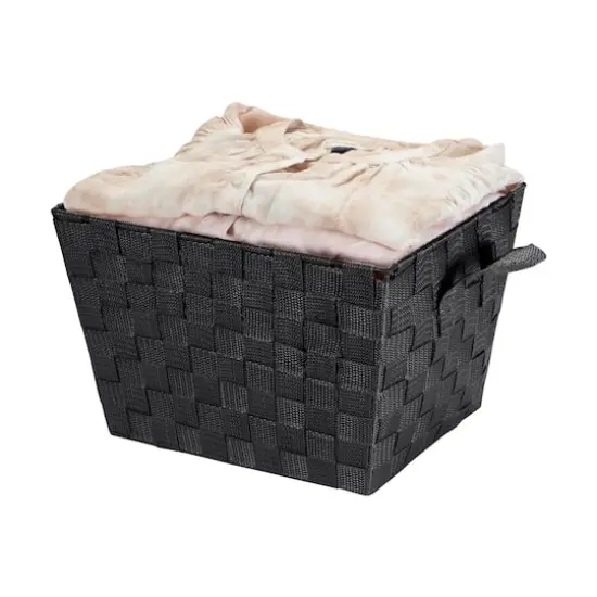 Simplify 10" Black Small Woven Storage Bin {5}