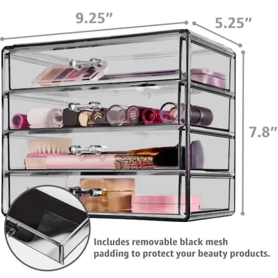 Sorbus 4-Drawer Makeup & Jewelry Storage Case Black {4}