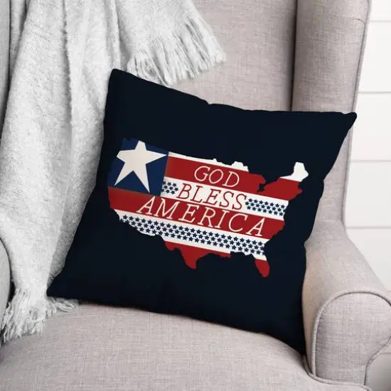 God Bless America Map Outline Throw Pillow {3}