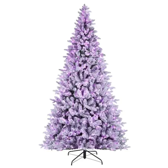 7.5ft. Pre-Lit Alexa Enabled Flocked Mountain Fir Artificial Christmas Tree, Multicolor LED Lights {5}