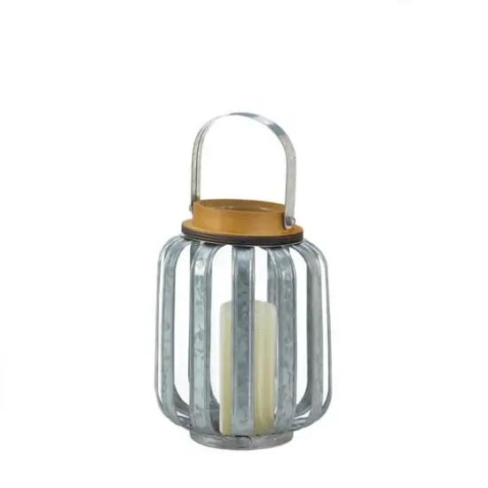 8" Small Galvanized Metal Lantern {6}