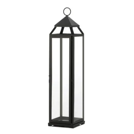 30" Black Iron & Glass Lantern {1}