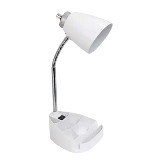 LimeLights 18.5" Gooseneck Desk Lamp with Tablet Stand and Charging Outlet White {1}