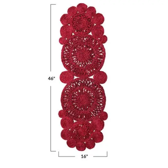 Hello Honey&reg; 46" Red Hand-Woven Jute Table Runner {4}