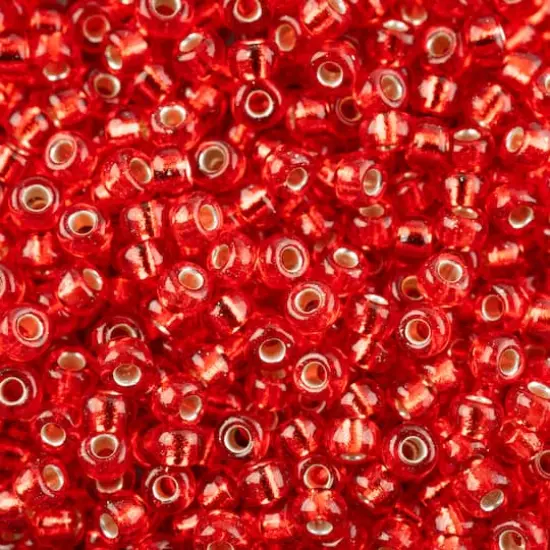 John Bead 8/0 Miyuki Glass Seed Beads, 12g Silver Lined Flame Red {1}