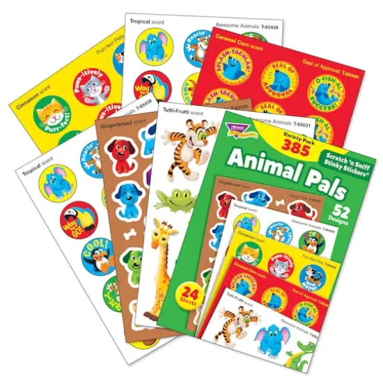 Trend Enterprises&reg; Animal Pals Stinky Stickers&reg; Variety Pack, 2 Packs of 385 {3}