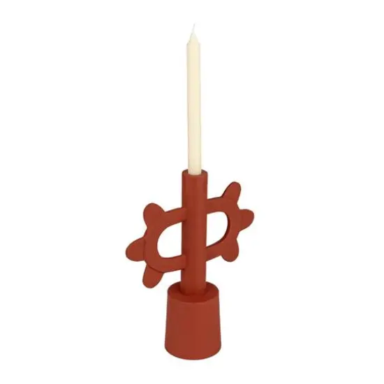 Hello Honey&reg; 12.25" Terra-Cotta Color Scalloped Taper Candle Holder {9}