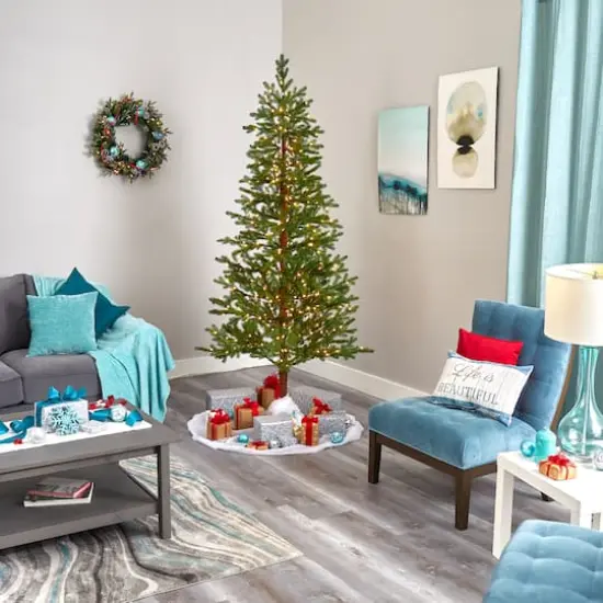 7.5ft. Pre-Lit Fairbanks Fir Artificial Christmas Tree, Clear LED Lights {8}