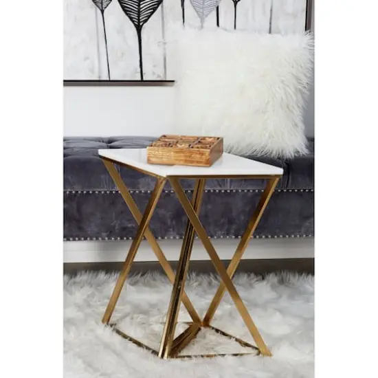 2ft. Gold Marble Contemporary Accent Table, 2ct. {8}