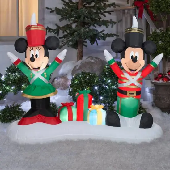5.5ft. Airblown&reg; Inflatable Christmas Mickey Mouse and Minnie Mouse as Toy Soldiers {4}