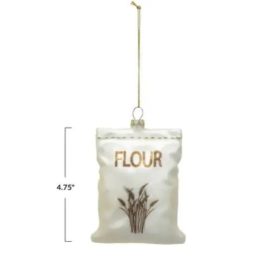 Hello Honey&reg; White & Gold Glittering Gourmet Flour Sack Glass Ornament {4}