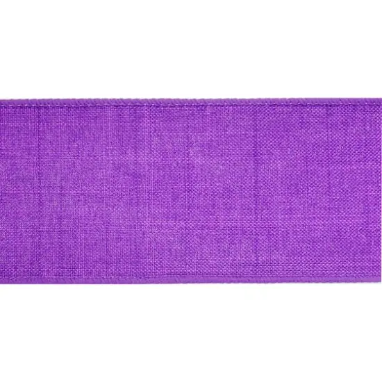 2.5" x 25ft. Faux Linen Wired Ribbon by Celebrate It&trade; D&eacute;cor Purple {5}