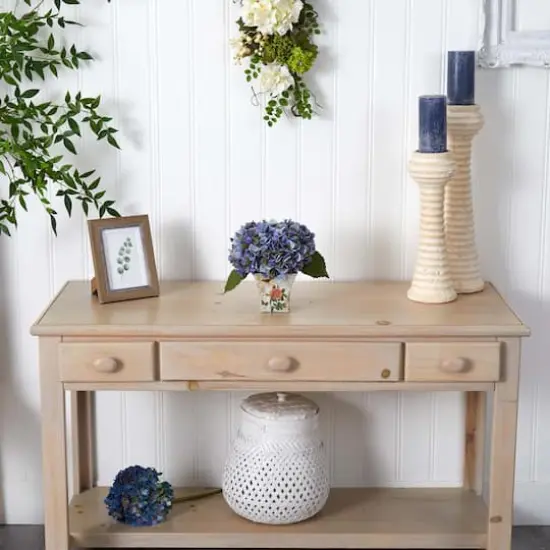 9" Blue Hydrangea In Floral Planter {3}